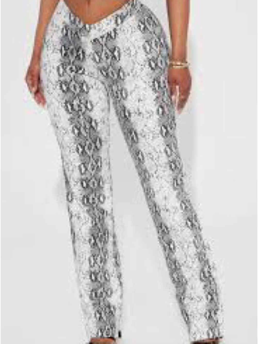 Fashion Nova Snake Print Straight Leg Pants in Black & White